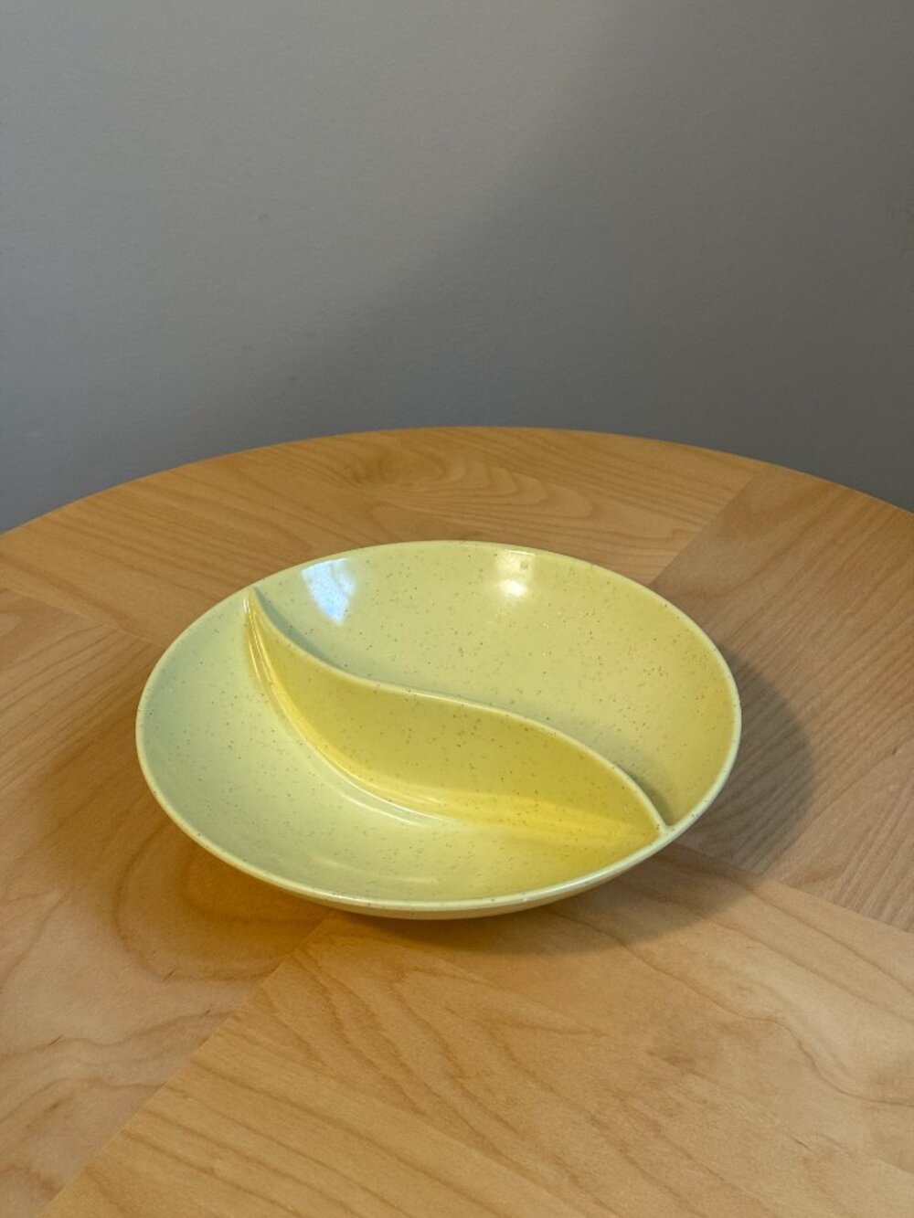Vintage Yellow Melamine Divided Snack Serving Dinnerware Bowl by Harmony House